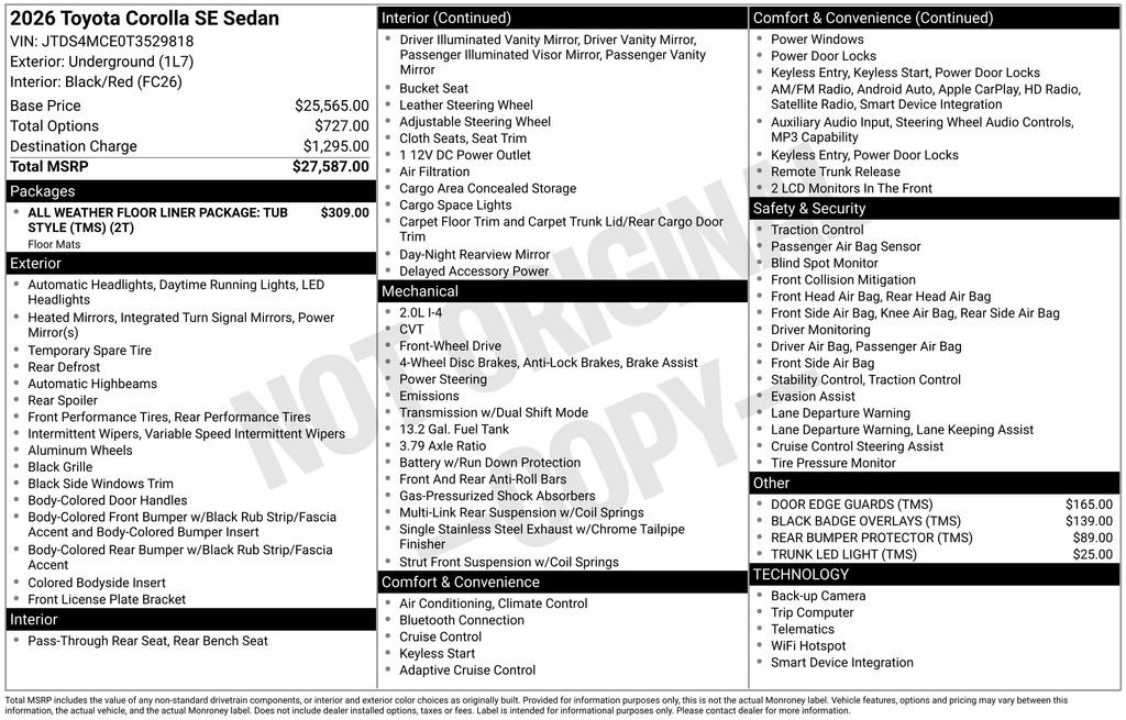 Used 2026 Toyota Corolla SE FWD image 2