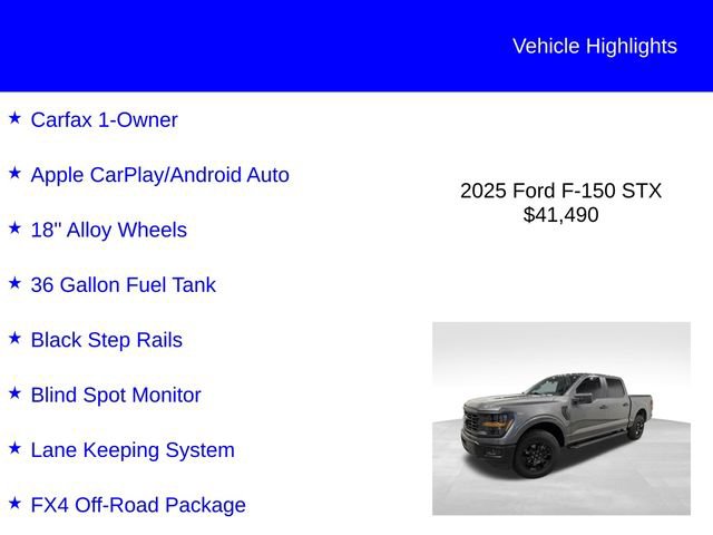 Certified 2025 Ford F150 STX w/ Equipment Group 201A FX4 AWD/4WD image 3