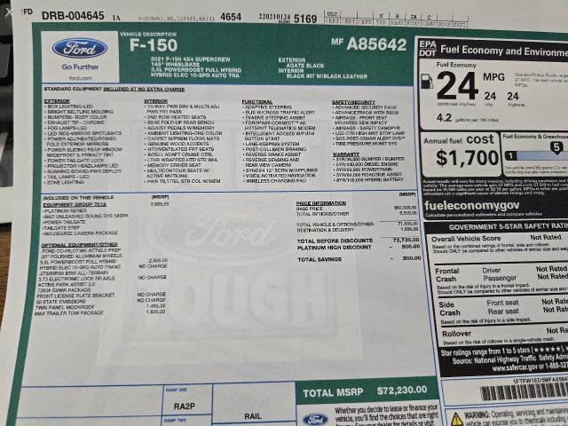 Certified 2021 Ford F150 Platinum w/ Equipment Group 701A High image 34