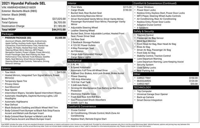 Used 2021 Hyundai Palisade SEL w/ Premium Package image 39