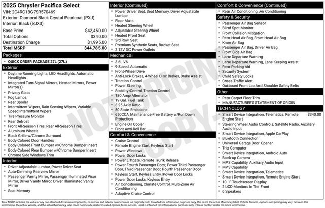 Used 2025 Chrysler Pacifica Select FWD image 8