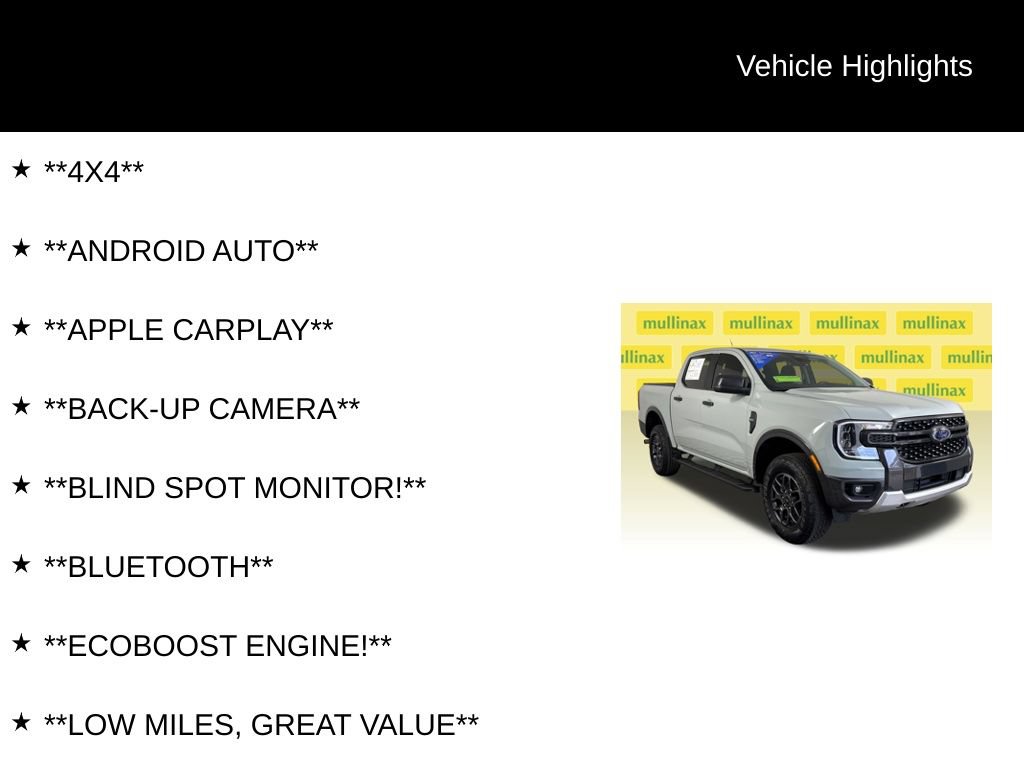 Certified 2024 Ford Ranger XLT w/ FX4 Off-Road Package AWD/4WD image 13