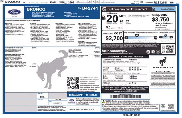 Certified 2024 Ford Bronco Outer Banks AWD/4WD image 3