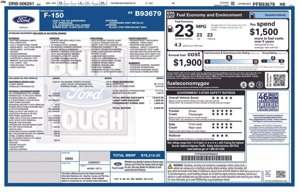Certified 2023 Ford F150 Lariat w/ Equipment Group 502A High image 12