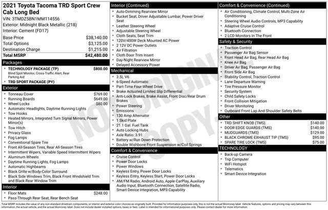 Used 2021 Toyota Tacoma TRD Sport w/ Technology Package AWD/4WD image 17