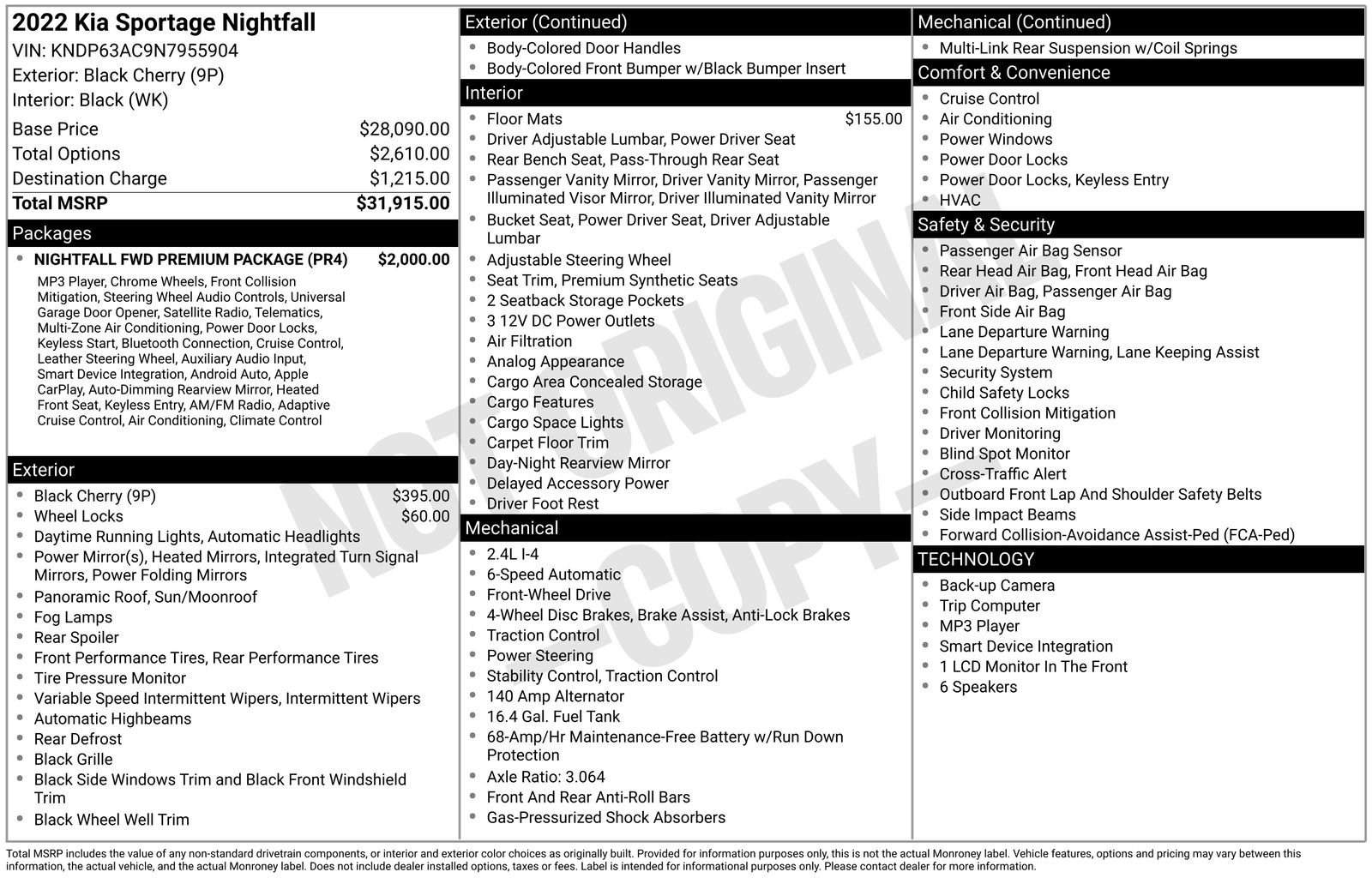 Used 2022 Kia Sportage Nightfall Edition w/ Nightfall Fwd Premium Package image 34