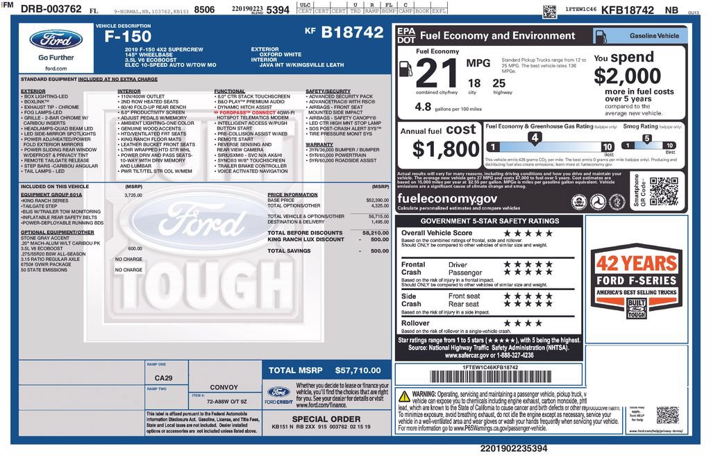 Certified 2019 Ford F150 King Ranch w/ Equipment Group 601A Luxury RWD image 5