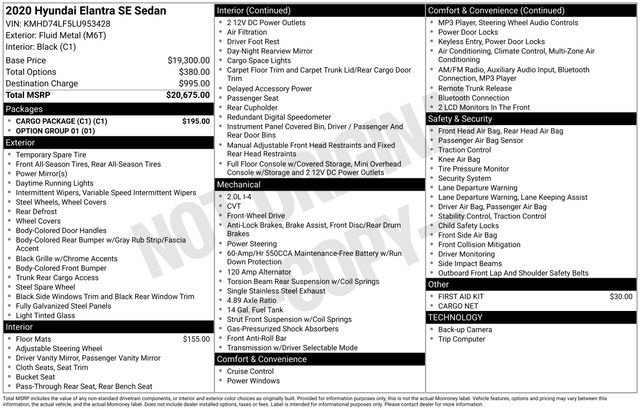 Used 2020 Hyundai Elantra SE w/ Cargo Package (C1) FWD image 27