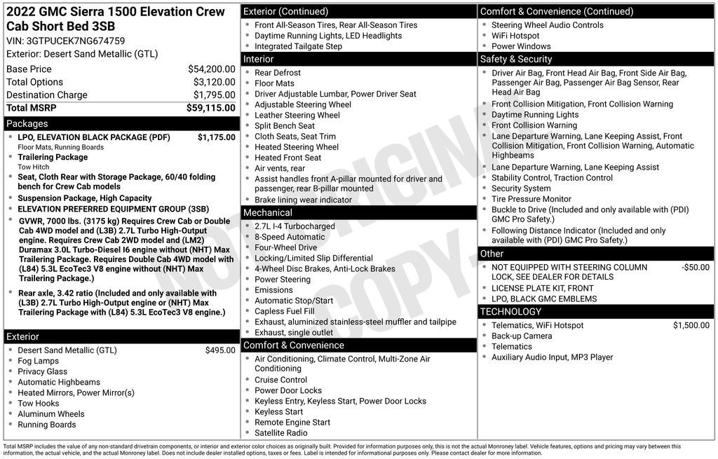 Used 2022 GMC Sierra 1500 Elevation w/ LPO, Elevation Black Package image 34