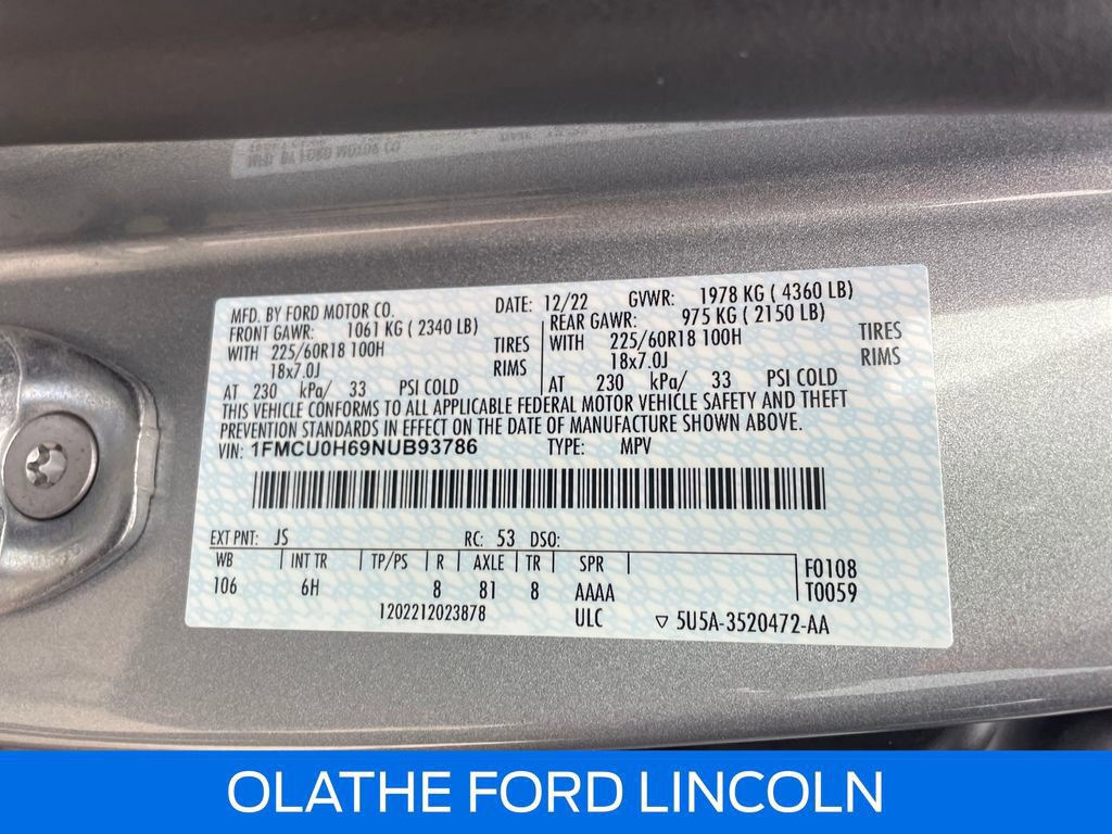 Certified 2022 Ford Escape SEL image 29