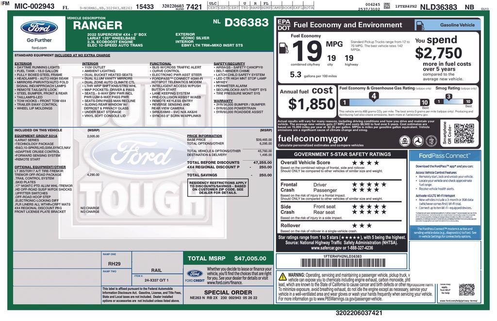 Certified 2022 Ford Ranger Lariat w/ Tremor Off-Road Package AWD/4WD image 5