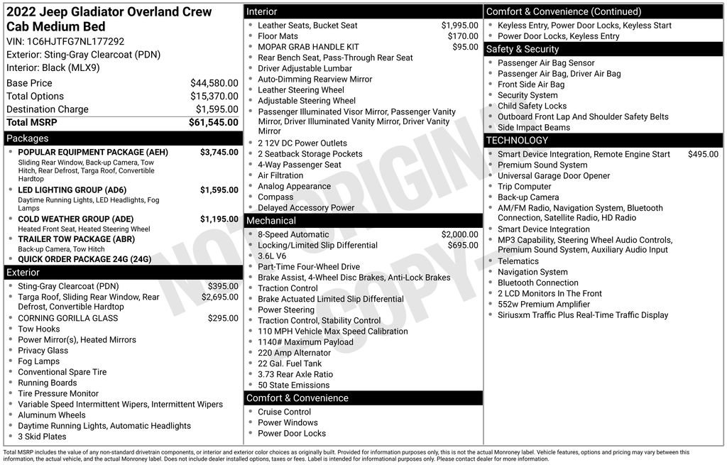 Used 2022 Jeep Gladiator Overland w/ Popular Equipment Package AWD/4WD image 46