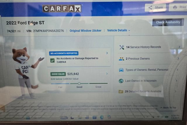 Certified 2022 Ford Edge ST w/ Equipment Group 401A AWD/4WD image 40