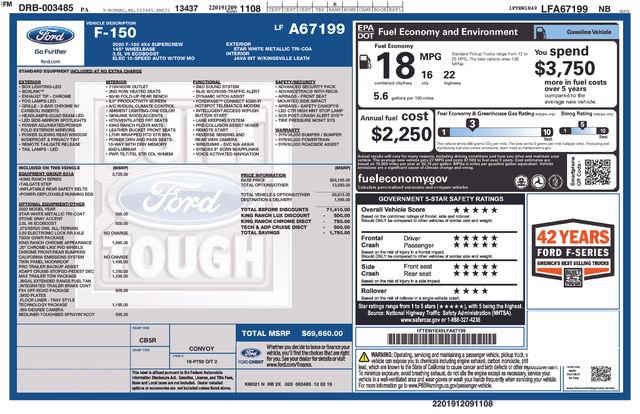 Certified 2020 Ford F150 King Ranch w/ Equipment Group 601A Luxury AWD/4WD image 9