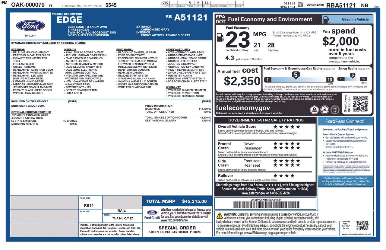 Certified 2024 Ford Edge Titanium AWD/4WD image 35