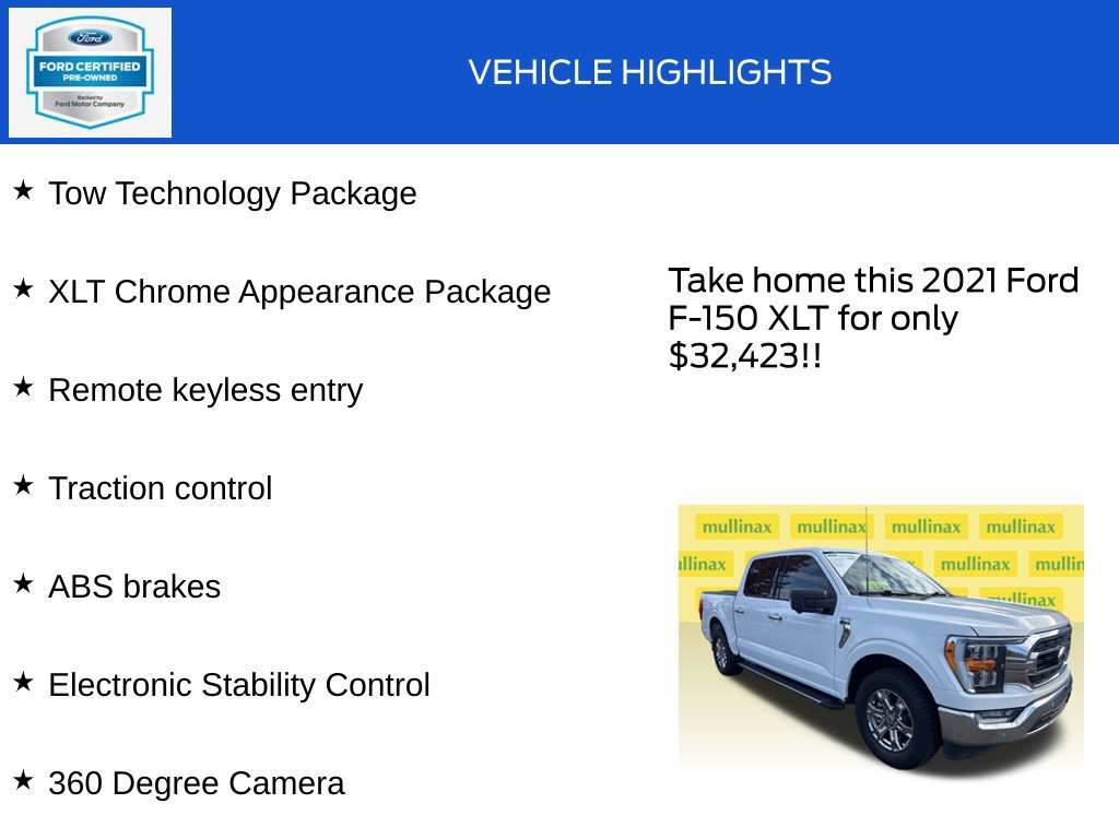 Certified 2021 Ford F150 XLT w/ Equipment Group 302A High RWD image 18