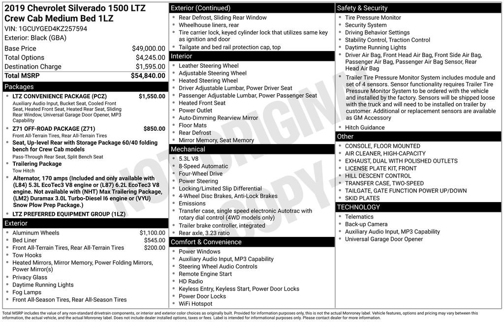 Used 2019 Chevrolet Silverado 1500 LTZ w/ LTZ Convenience Package AWD/4WD image 14