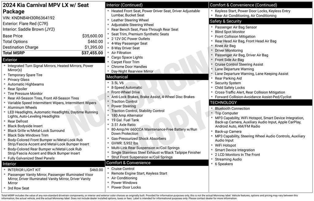 Used 2024 Kia Carnival LX FWD image 35