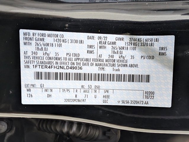 Certified 2022 Ford Ranger Lariat w/ Equipment Group 501A High image 9