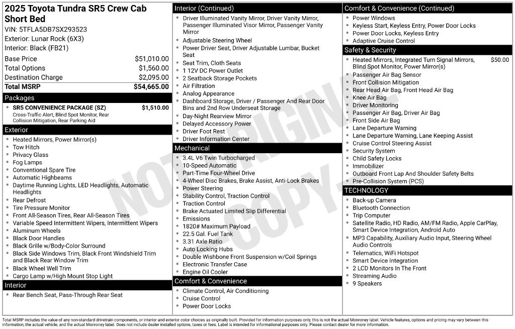 Used 2025 Toyota Tundra SR5 w/ SR5 Convenience Package AWD/4WD image 5