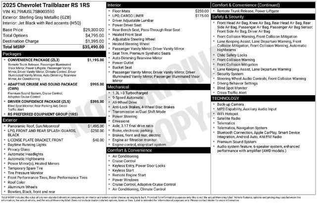 Used 2025 Chevrolet TrailBlazer RS w/ Convenience Package AWD/4WD image 37