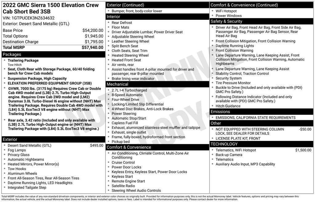 Used 2022 GMC Sierra 1500 Elevation image 32