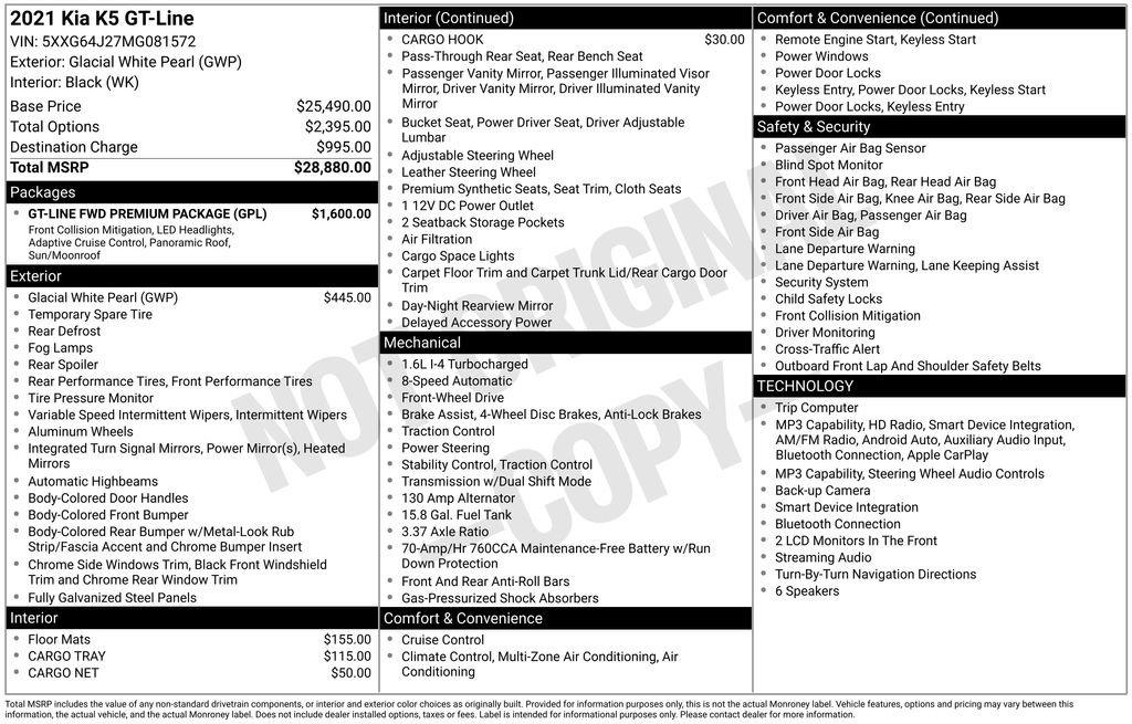 Used 2021 Kia K5 GT-Line w/ GT-Line FWD Premium Package image 5