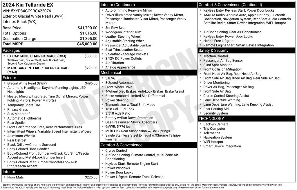 Used 2024 Kia Telluride EX w/ EX Captain's Chair Package image 7