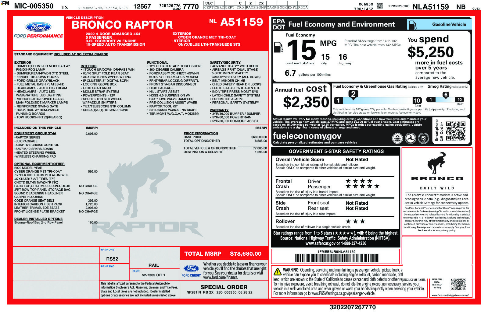 Certified 2022 Ford Bronco Raptor AWD/4WD image 32