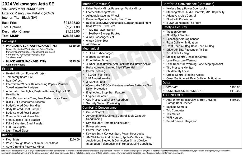 Used 2024 Volkswagen Jetta SE w/ Panoramic Sunroof Package FWD image 26