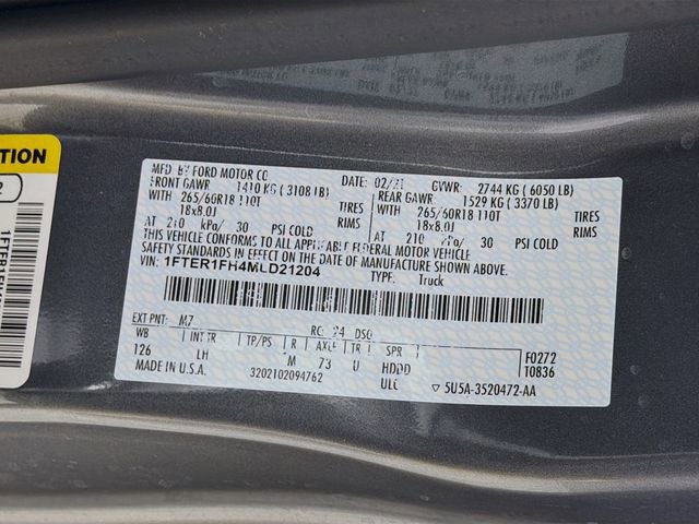 Certified 2021 Ford Ranger XL w/ Equipment Group 101A High image 35