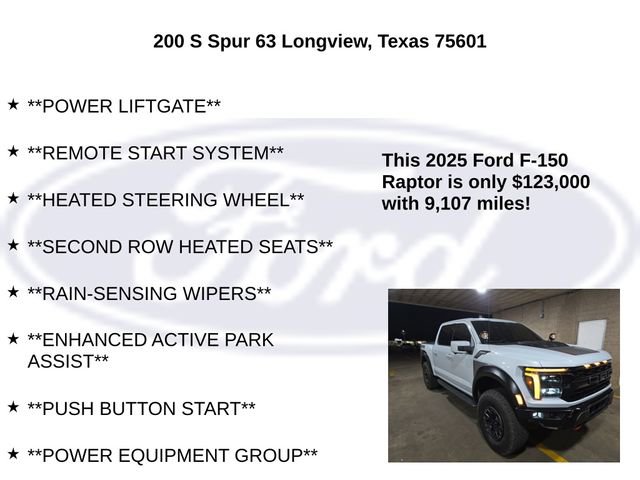Certified 2025 Ford F150 Raptor w/ Equipment Group 803A Raptor R image 29