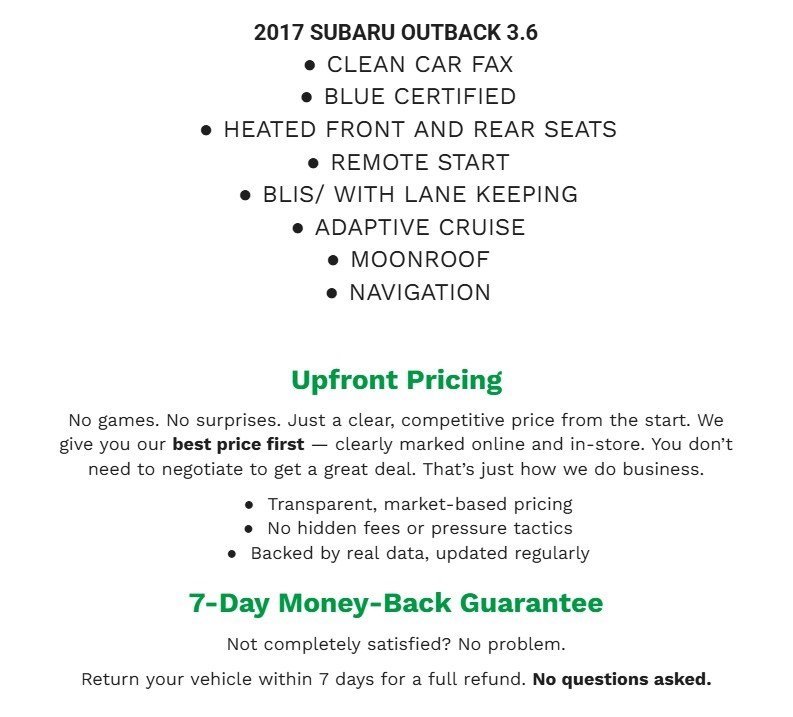 Used 2017 Subaru Outback 3.6R Touring