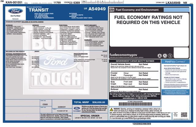 Certified 2020 Ford Transit 250 Low Roof RWD image 12