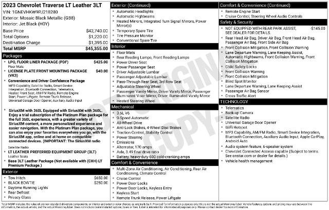 Used 2023 Chevrolet Traverse LT w/ LPO, Floor Liner Package AWD/4WD image 38