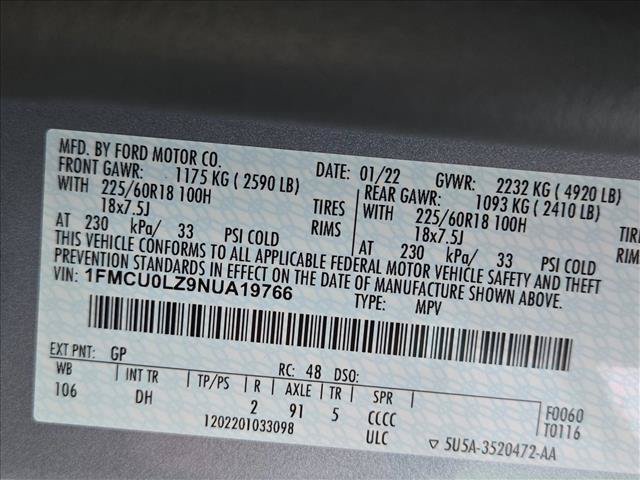 Certified 2022 Ford Escape Titanium w/ Titanium Premium Package FWD image 25
