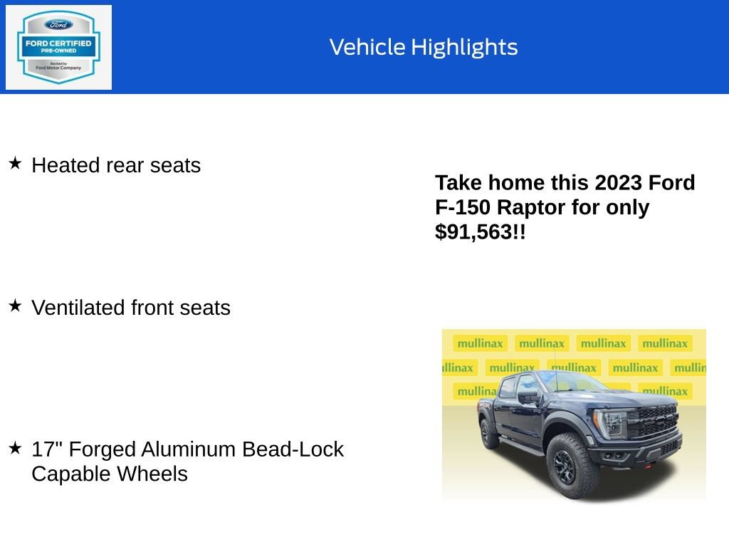 Certified 2023 Ford F150 Raptor w/ Equipment Group 802A Raptor R AWD/4WD image 20