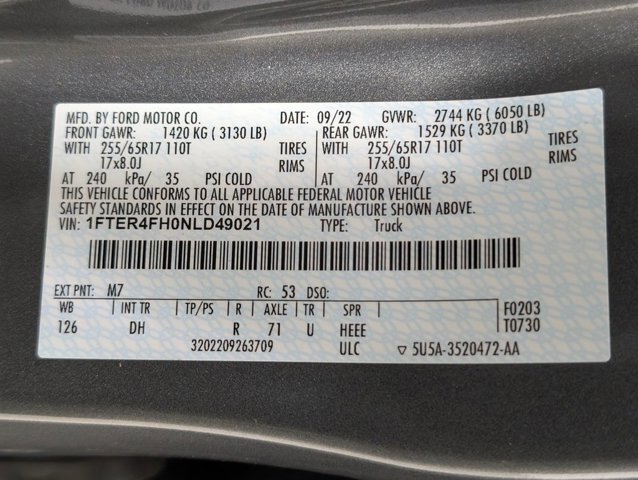 Certified 2022 Ford Ranger Lariat w/ Equipment Group 501A High image 10