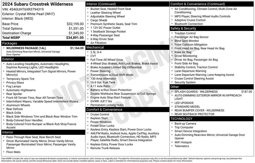 Used 2024 Subaru Crosstrek 2.5i Wilderness w/ Wilderness Package AWD/4WD image 6