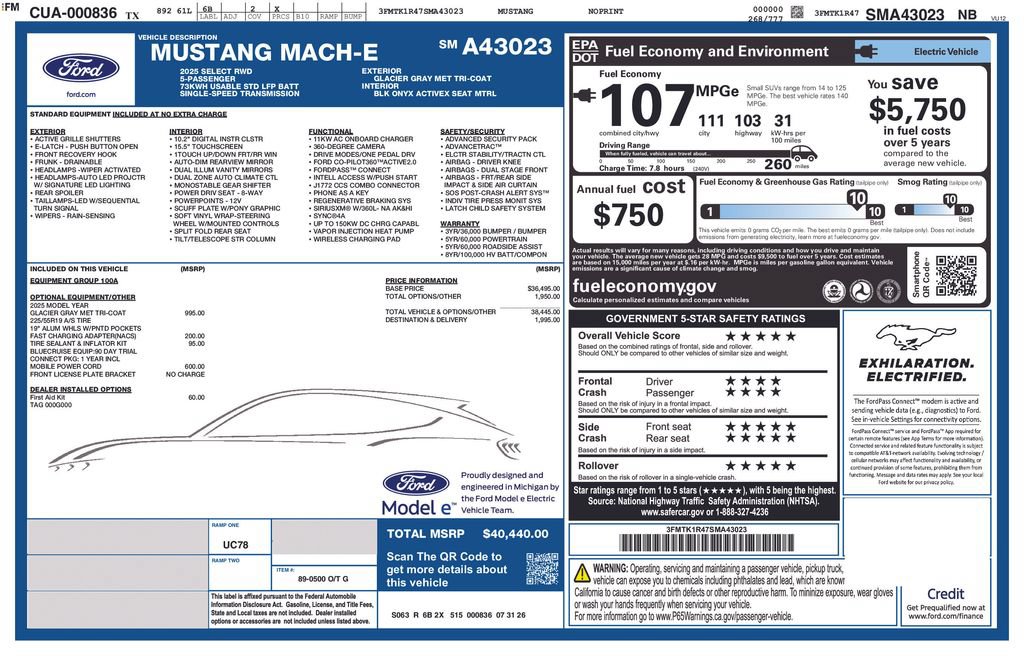 Certified 2025 Ford Mustang Mach-E Select RWD image 47