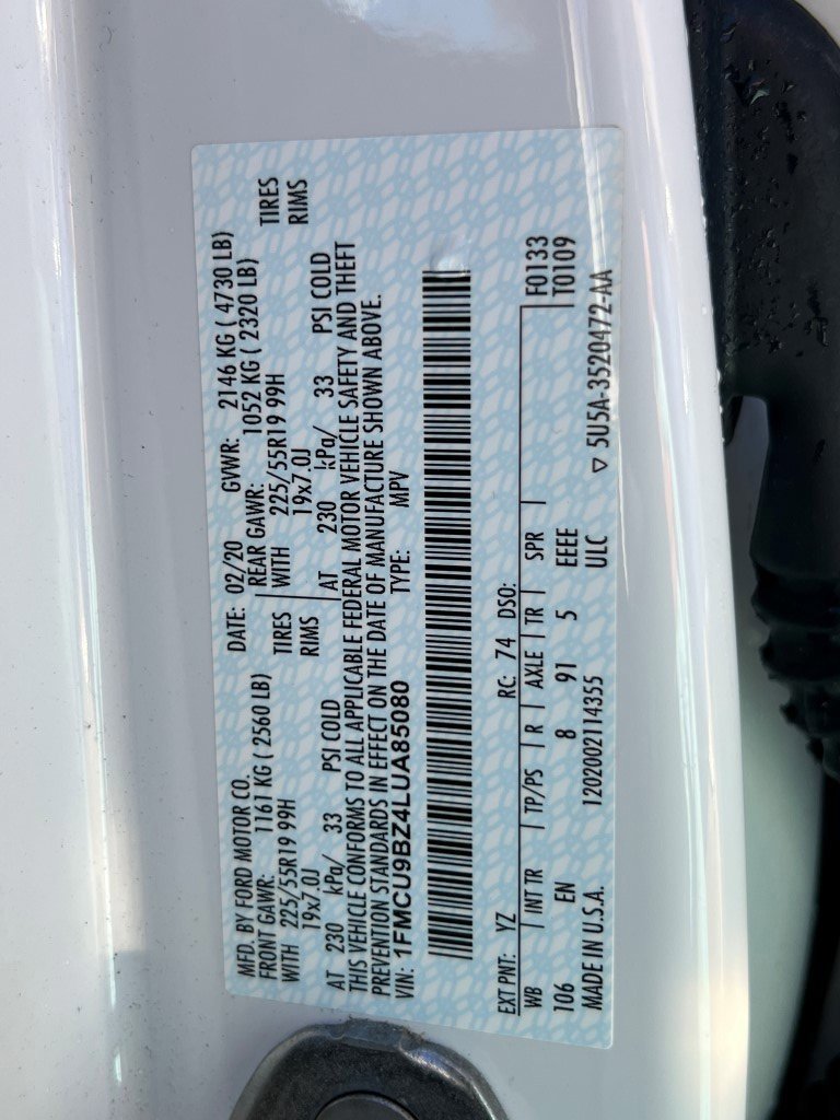 Certified 2020 Ford Escape SE Sport image 34