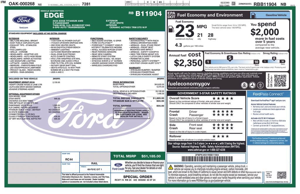 Certified 2024 Ford Edge Titanium w/ Equipment Group 301A AWD/4WD image 12