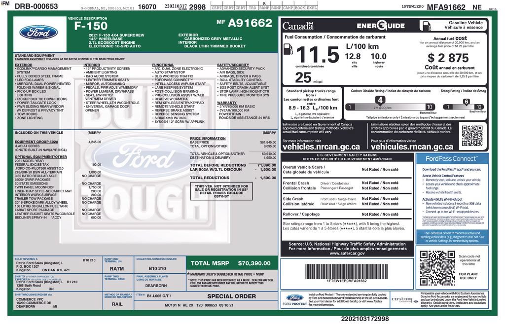 Certified 2021 Ford F150 Lariat w/ Equipment Group 502A High AWD/4WD image 2