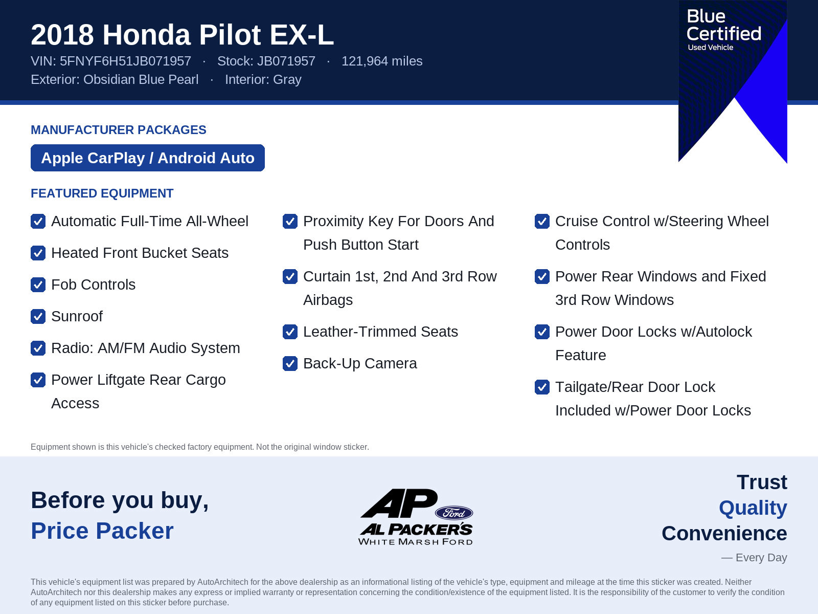 Used 2018 Honda Pilot EX-L image 10