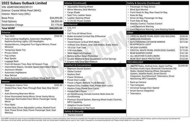 Used 2022 Subaru Outback Limited AWD/4WD image 37