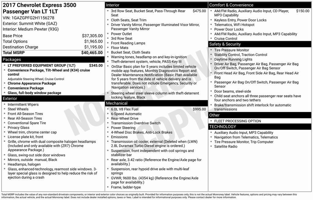 Used 2017 Chevrolet Express 3500 LT w/ LT Preferred Equipment Group image 1