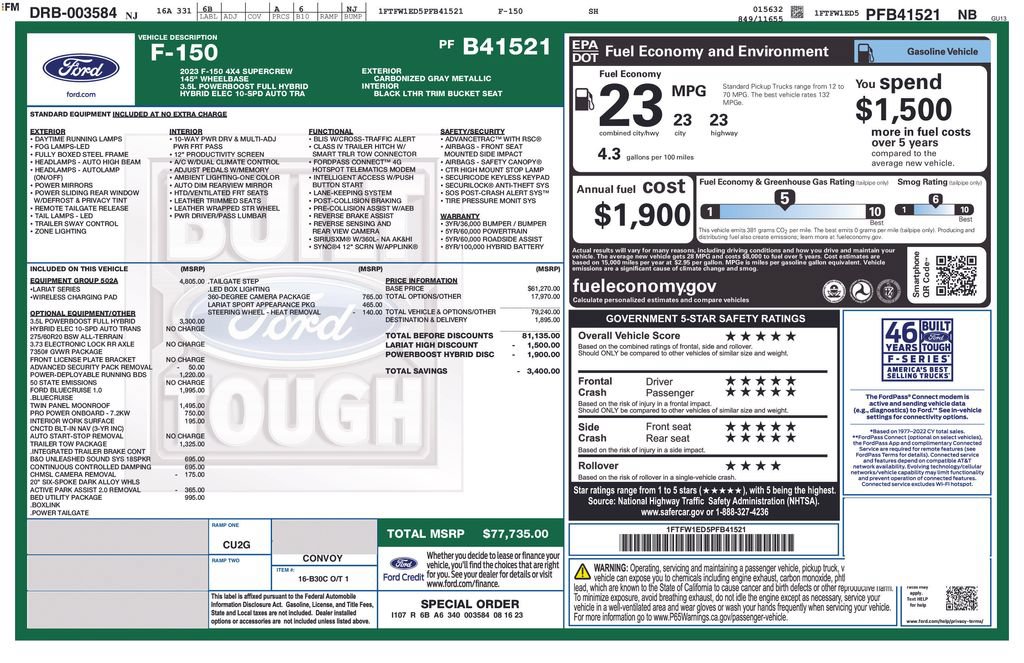 Certified 2023 Ford F150 Lariat w/ Equipment Group 502A High AWD/4WD image 18