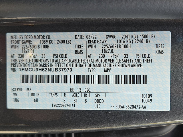 Certified 2022 Ford Escape SEL image 34