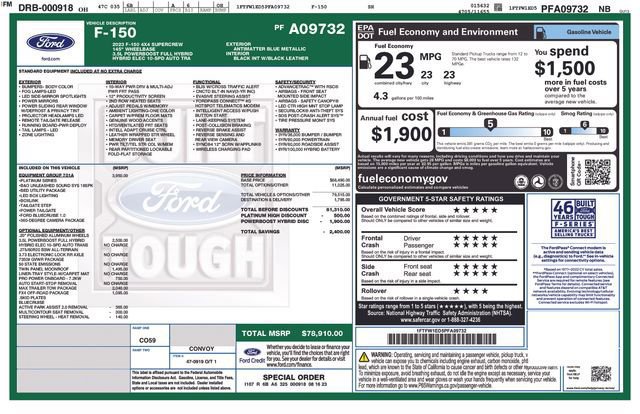 Certified 2023 Ford F150 Platinum w/ Equipment Group 701A High image 36