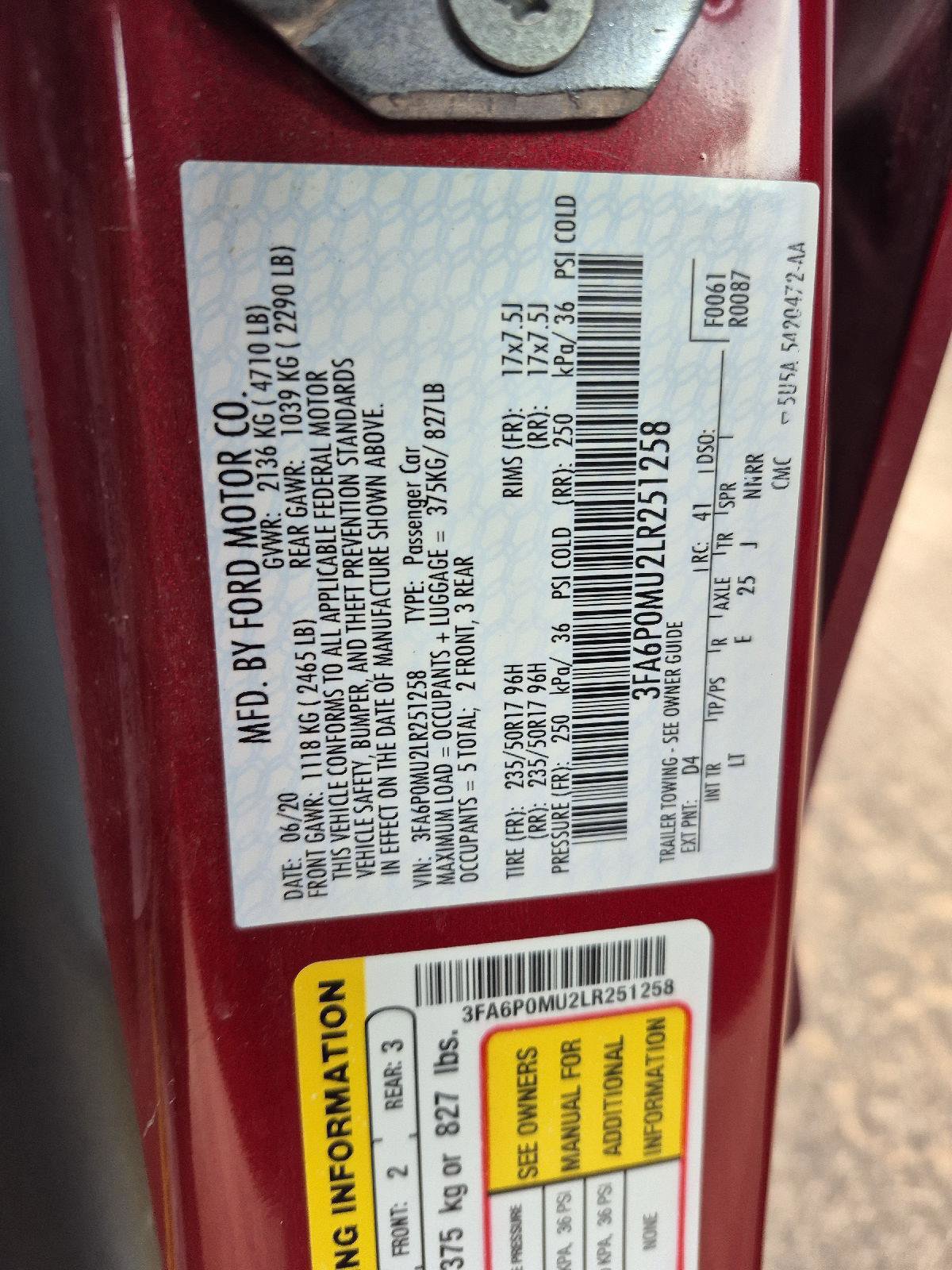 Certified 2020 Ford Fusion SEL image 5